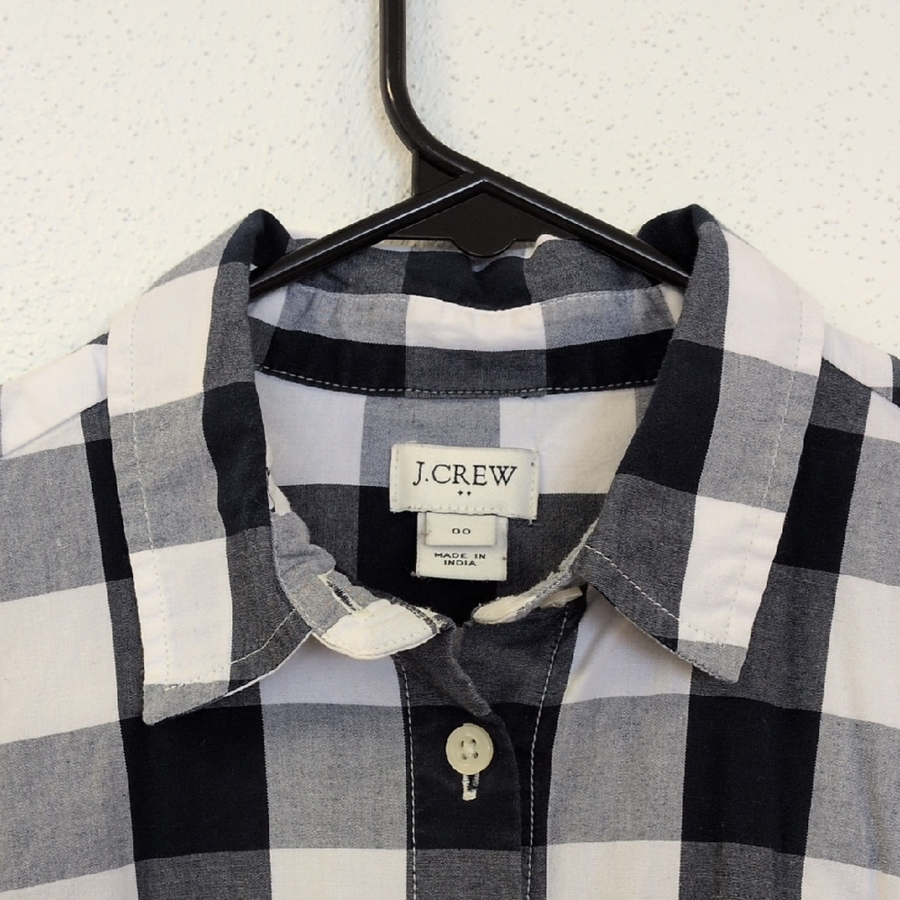 J. Crew Navy and White Checkered Long Sleeve Dress - Picture 2 of 2